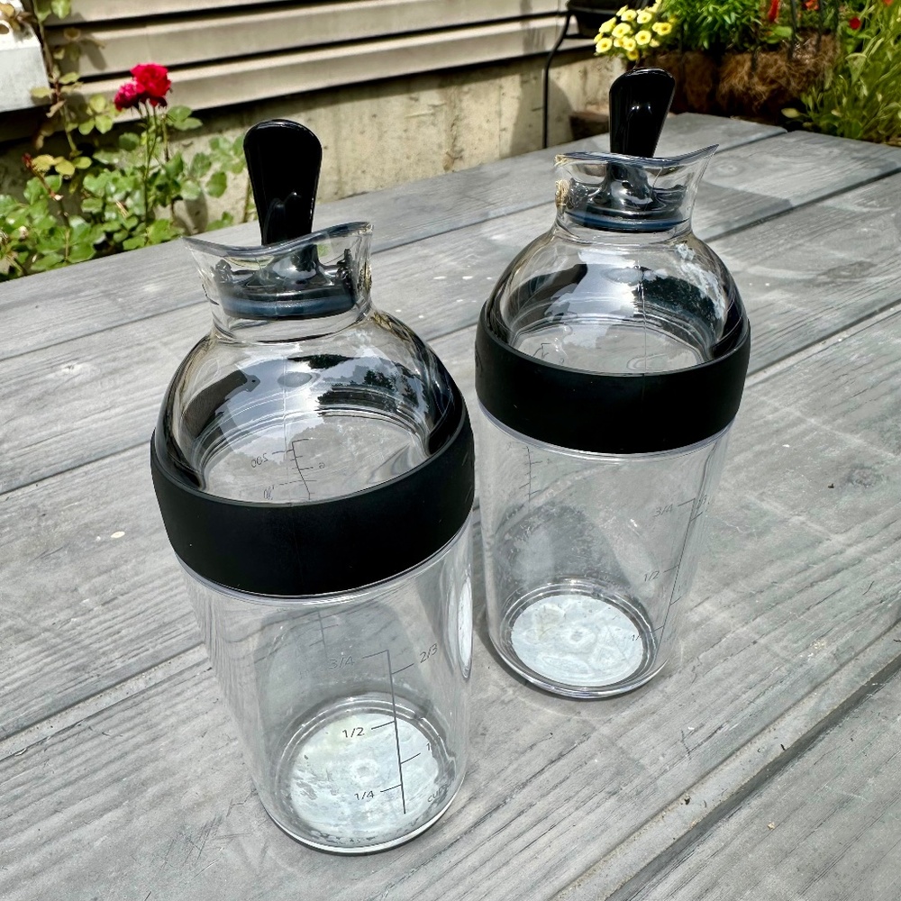 Pair of OXO Good Grips Little Salad Dressing Shaker - Black, Small